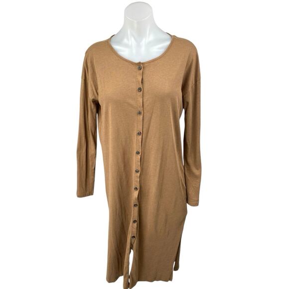 Madewell Brown Tan Long Sleeve Duster Button Down Cardigan Sweater Dress Size S - Picture 1 of 4